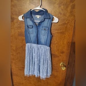 girls denim and floral dress